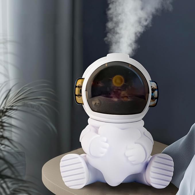 Astronaut Humidifier – Portable Mini Humidifier with LED Light, USB Powered for Bedroom, Office, Travel Use, Fun & Functional Air Freshener (Astronaut humidifier with Moon)