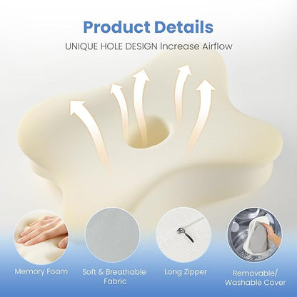 JINXIA Knee Pillow for Side Sleepers, Comfortable Memory Foam Leg Pillow for Side Sleeping, Pillow Sleeping Between Legs Aligns Spine, for Hip, Back & Sciatica Pain Relief, White and Gray