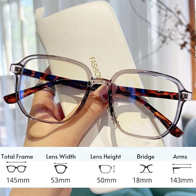 Blue Light Blocking Glasses Reading Glasses for Women Men Square Nerd Eyeglasses Frame Lightweight Reduce Eye Strain