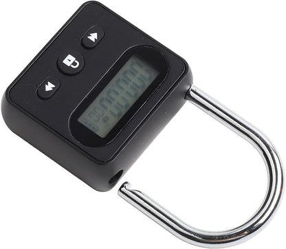 Electronic Timer Lock with LCD Display, 999-Hour Countdown, USB Rechargeable, Auto Unlock, for Self-Control Training (Silver)