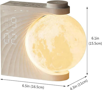 Moonrise Sunrise Alarm Clock with Wake Up Light & RGB Moon Lamp, Dual Alarms, Snooze Function, Night Light for Kids Adults, Bedroom Decor
