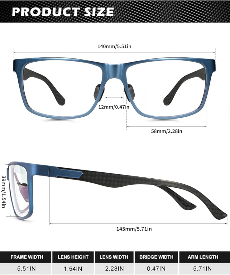 ANYLUV Blue Light Blocking Glasses Men Computer Gaming Glasses Lightweight Al-Mg Metal Anti Eyestrain Eye Protection