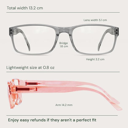 Gaoye 0.5 2-Pack of Reading Glasses - Blue-Light Filter, UV Protection - Readers with Rectangle Frames