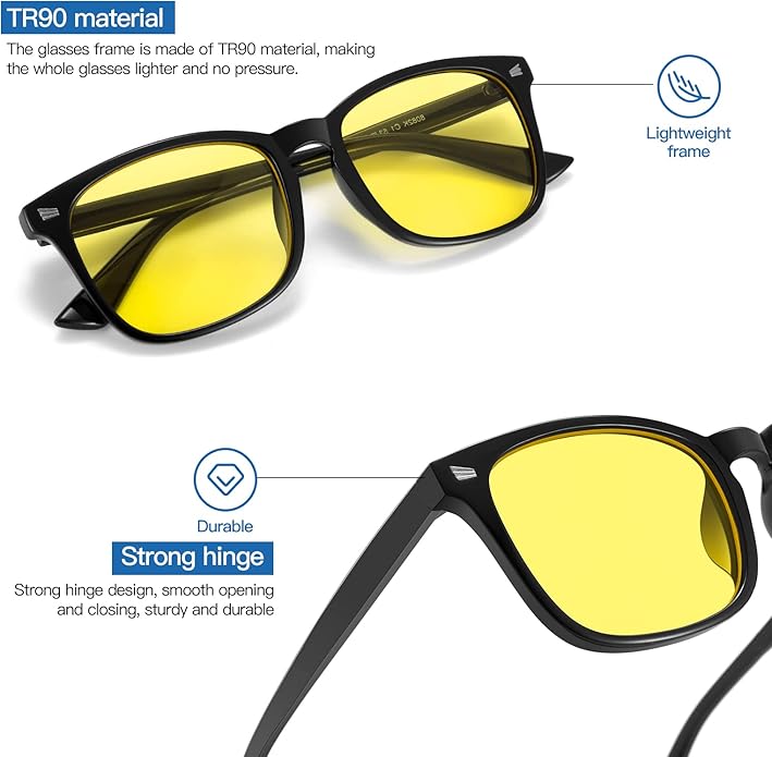 Gysnail Blue Light Blocking Computer Glasses Men/Women, Eye Fatigue Relieve & Better Sleep, Blue Blocker Gaming Glasses