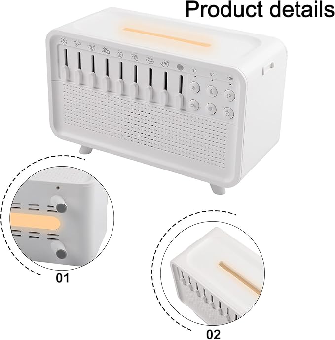 Machine Humidifier with Aroma Diffuser and Sleep Aid Night Light, Adjustable Sounds for Relaxation and Air Moisturizing