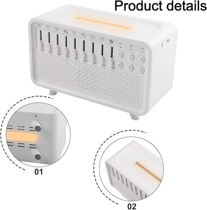 Machine Humidifier with Aroma Diffuser and Sleep Aid Night Light, Adjustable Sounds for Relaxation and Air Moisturizing