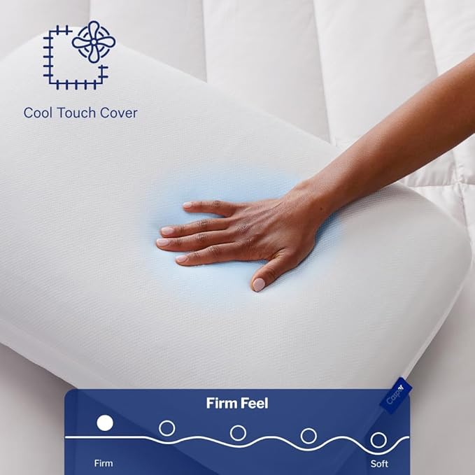 Casper Sleep Essential Cooling Foam Pillow, King Size – Firm Memory Foam with Cooling Cover, Supports Side Sleepers, Breathable & Pressure-Relieving