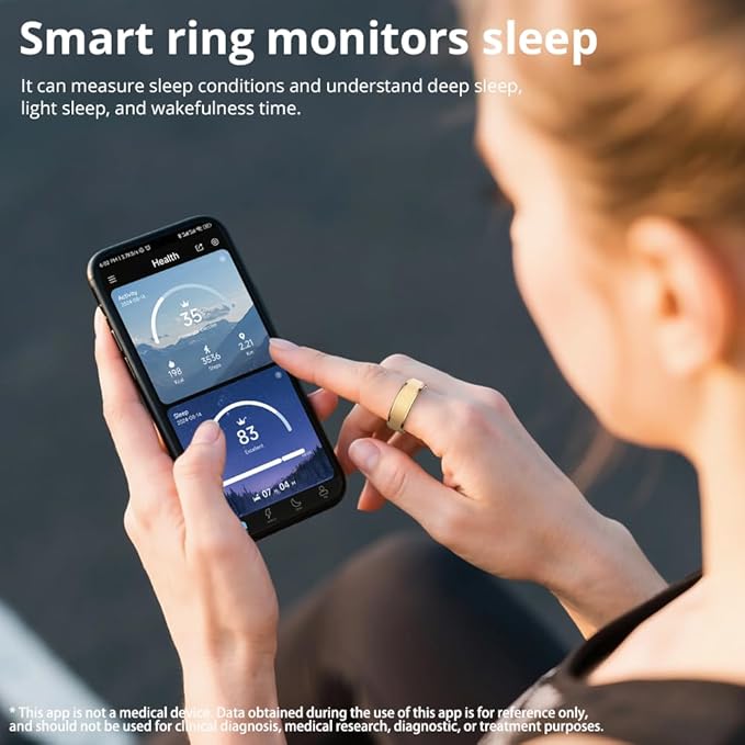 R10 Smart Ring, Smart Health Ring for Women, Features Heart Rate, Blood Oxygen, Sleep Monitoring, Pedometer, and Fitness Tracker, No Subscription Fee. (Rose Gold, 9#)