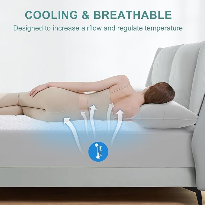 MERITLIFE Twin Size Mattress Protector Waterproof Cooling 4D Mattress Cover Breathable College Dorm Single Mattress Pad Fits Up 8-21 Inch Deep Pocket Noiseless Quiet Vinyl-Free(White,Twin 39"x75")