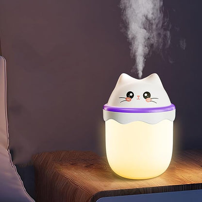 Cute Cat Shape Humidifier,Mini Humidifier, USB Personal Desktop Humidifier for Car, Plants, Office Room, Bedroom, 2 Mist Modes, 2 LED Colors,Auto Shutoff, Quiet