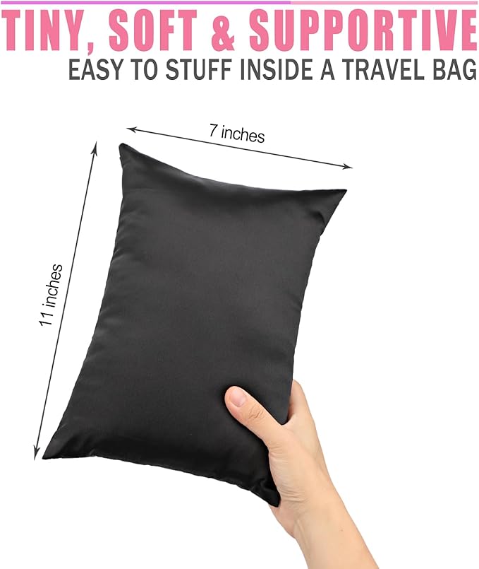 Silky Satin Soft Knee Pillow for Side Sleepers, Pressure Pillows Between Legs 11"x7" Small Knee Pillow Joints Cushion for Sleeping Hip and Back Pain, Black 2 Pcs