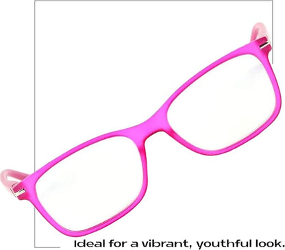Readerest Blue Light Blocking Glasses – Thin Reflective Lens, Anti-Glare Computer Eyeglasses, UV Protection, Eye Strain Relief (Pink, 1.25 Magnification)