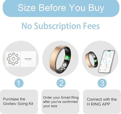 Smart Ring for Women Men, Health Fitness Tracker Ring with Heart Rate/Sleep Tracker/Blood Oxygen/HRV/Stress/Calorie/Steps, IP68 Waterproof for iOS & Android, No APP Fees(Rose Gold,7#)