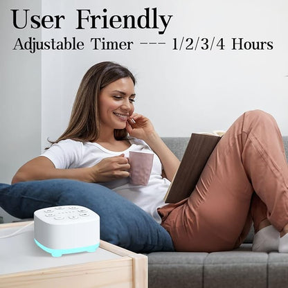 Meditation White Noise Sound Machine 30 Soothing Sounds with 32 Volume Control 12 Night Light 5 Timers Portable Sleep Machine for Travel Powered by AC or USB Sleep Therapy for Baby Kids Adults (White)