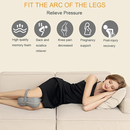 ASANMEYO Knee Pillow for Side Sleepers - Butterfly Hollow Design Aligns Spine and Relieves Pressure - Memory Foam Leg Pillow Elastic Strap for Back, Hip, Sciatica Pain Relief - Navy