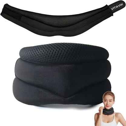 VitaVix Neck Support, Anti-Forward Tilt Neck Traction Device for Neck, Ergonomic Neck Pain Relief Collar for Snoring, Fuyobiz Adjustable Soft Foam Support (Medium Size)