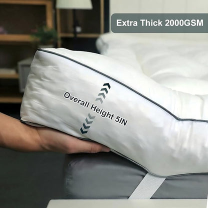 5 Inch Memory Foam Mattress Topper Full, 2000GSM Shredded Memory Foam Pillow Top, Back Pain Relief & Plush Support, Extra Thick & Breathable, Small Bedroom Upgrade
