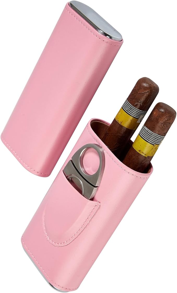 Cigar Case Travel Humidor Kit,The Leather Cigar Accessories with Case Cedar-Lined for Optimal Freshness- Men's Present Set for Home and Office