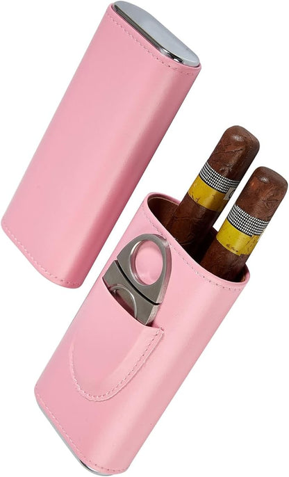 Cigar Case Travel Humidor Kit,The Leather Cigar Accessories with Case Cedar-Lined for Optimal Freshness- Men's Present Set for Home and Office