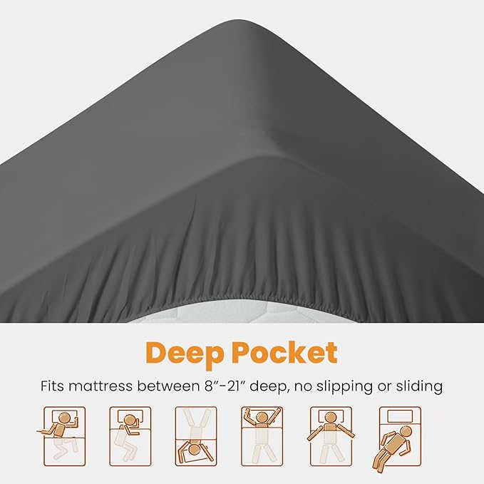 MATBEBY Twin XL Mattress Pad - Cooling Breathable Mattress Topper, Quilted Fitted Mattress Protector, Pillow Top Mattress Cover with 8-21" Deep Pocket, Machine Washable, Dark Grey, Twin Extra Long