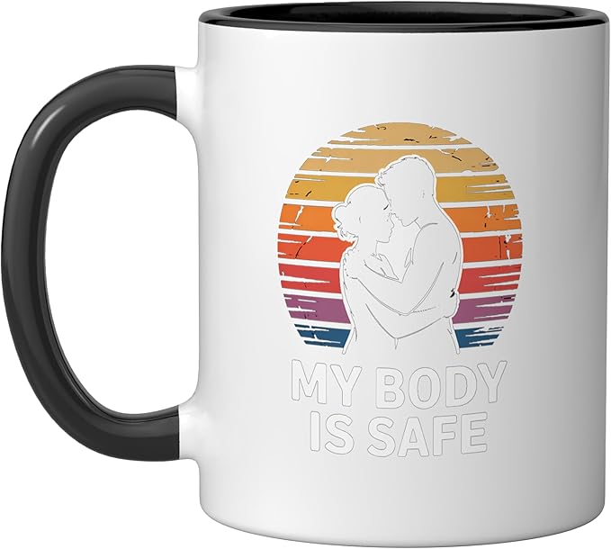 Breathing Relaxation Stress Relief Vagus Nerve Stimulation Ceramic Mug, Black/White