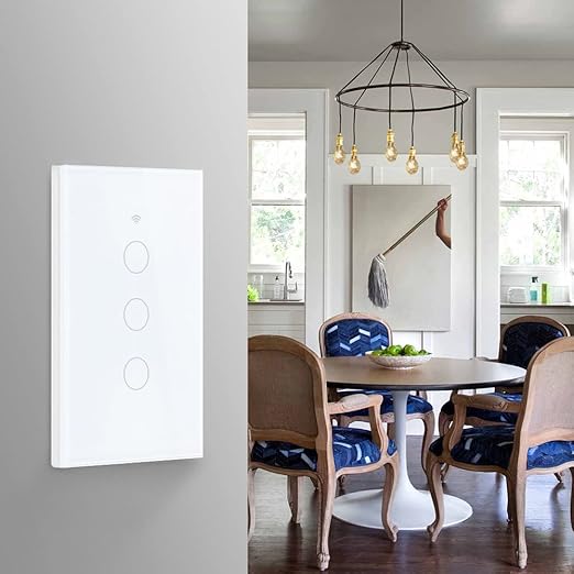 Tuya WiFi Smart Wall Light Switch Glass Screen Touch Sensor Panel Wireless Electrical Control by Voice Control Black 1-Gang