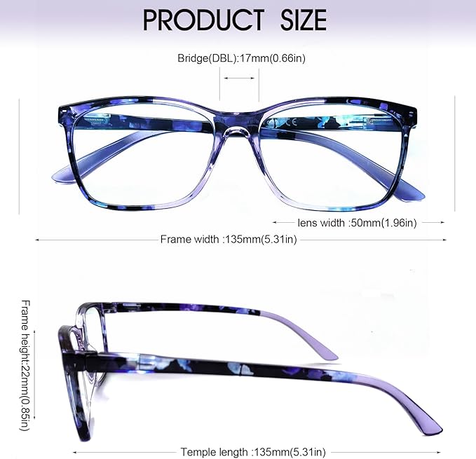 Henotin 4 Pack Ladies Reading Glasses Blue Light Blocking Spring Hinge Readers Anti Eyestrain Computer Eyeglasses (Multicolor-6, 1.5)
