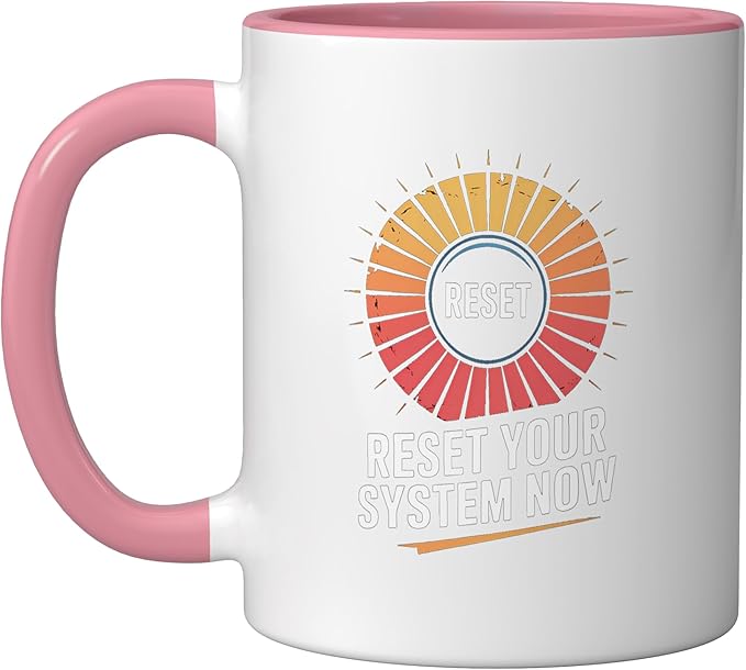 Relaxation Breathing Vagus Nerve Stimulation, Stress Relief Ceramic Mug, Pink/White