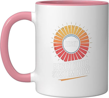 Relaxation Breathing Vagus Nerve Stimulation, Stress Relief Ceramic Mug, Pink/White