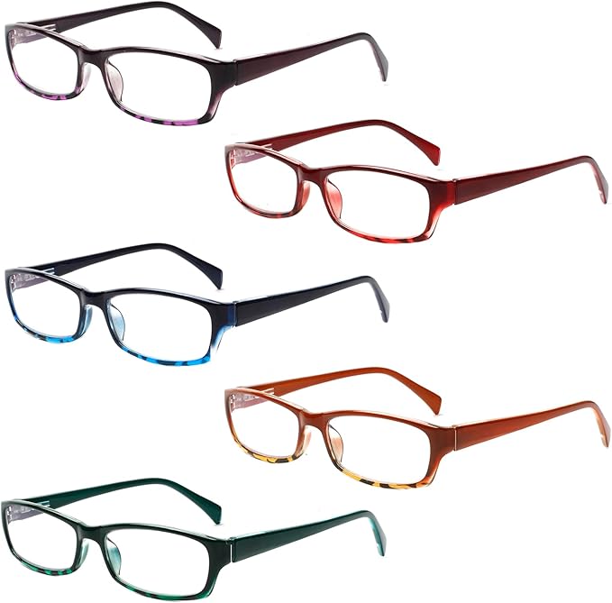 Henotin 5-Pack Reading Glasses Blue Light Blocking Anti Eyestrain Computer Reading Glasses for Women and Men Readers (Mix Color-C2, 2.75, Diopters)