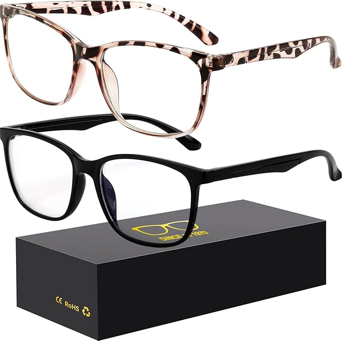 Blue-Light Blocking Glasses Computer Reading/Gaming/TV/Phones Glasses Fashion Anti Eyestrain UV Glasses for Women Men（B5 Black + White leopard print）