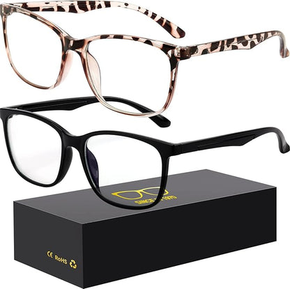 Blue-Light Blocking Glasses Computer Reading/Gaming/TV/Phones Glasses Fashion Anti Eyestrain UV Glasses for Women Men（B5 Black + White leopard print）