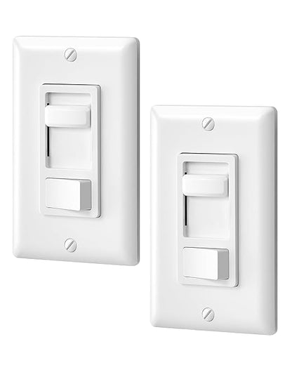 DEWENWILS Dimmer Switch for LED Lights, 600W Incandescent/Halogen and 150W CFL/LED, Single-Pole or 3-Way Dimmer Light Switch, ETL ＆ cUL Listed, White, 2 Packs