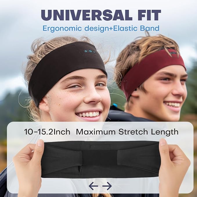 Sleep Headphones Bluetooth Headband for Side Sleeper 2-Pack, 17H Playtime, Wireless Headband Headphones with HD Stereo Speakers for Workout,Running,Yoga, Ideal Gifts for Men, Women, Teens