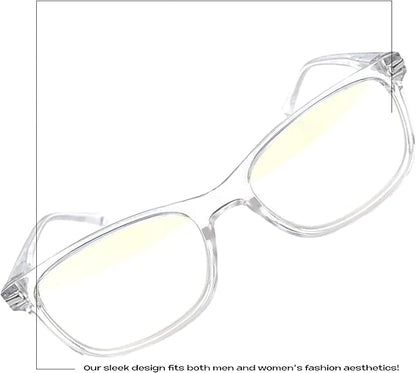 Readerest Blue Light Blocking Glasses – Thin Reflective Lens, Anti-Glare Computer Eyeglasses, UV Protection, Eye Strain Relief (Clear, 2.0 Magnification)
