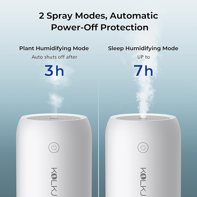 Portable Mini Humidifier, KQLKJ 350ml Small Cool Mist Humidifiers, USB Personal Desktop Humidifier for Bedroom Car Office Travel with Auto Shut-Off & 2 Mist Modes (White)