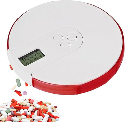 Pill Dispenser with Alarm - Smart Pill Dispenser Reminder, Automatic Pill Dispenser Elder, Pill Box with Alarm, Up to 4 Alarms Day, 7 Days Tablet Organizer with Large Digital Display for Home Office