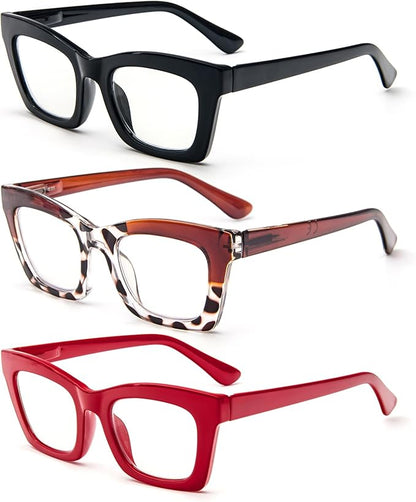 REAVEE Oprah Style Reading Glasses for Women, Blue Light Blocking Stylish Oversized Computer Readers Spring Hinge