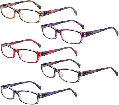 Henotin 5-Pack Reading Glasses Blue Light Blocking Anti Eyestrain Computer Reading Glasses for Women and Men Readers (5 Pairs Mix Color, 2.75)