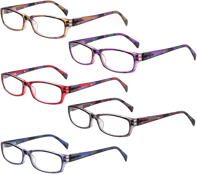 Henotin 5-Pack Reading Glasses Blue Light Blocking Anti Eyestrain Computer Reading Glasses for Women and Men Readers (5 Pairs Mix Color, 1.00)