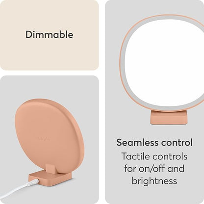 Lumie Dash – 10,000 Lux Compact Bright Light Therapy Lamp for Mood and Energy Boost and Winter Blues Relief, Crystal Clear Illumination and Maximum Visual Comfort - Terracotta Pink
