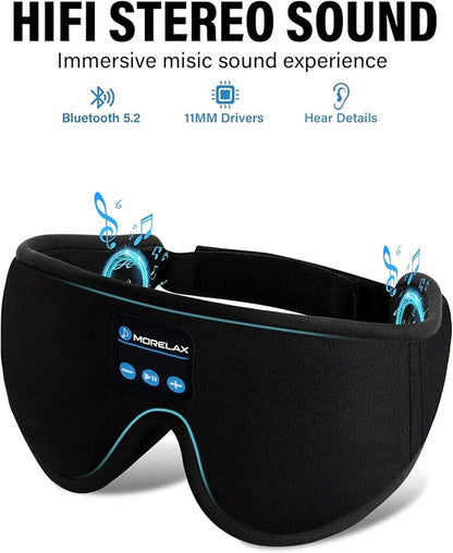 Sleep Headphones,Sleep Mask for Side Sleeper,3D Eye Mask for Sleeping with Stereo Speakers,Bluetooth Headphone,Perfect for Gifts for Women/Men Black