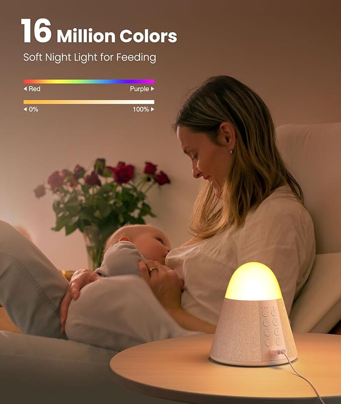 Upgraded Sound Machine with 54 Soothing Sounds, Brown & Pink Noise Sound Machine with App Control, Timer, Night Light, Bluetooth Speaker, Memory Function for Adult, Baby, for Sleep Travel Home