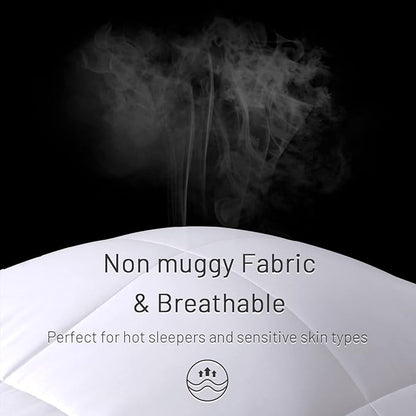 NEXHOME PRO Viscose from Bamboo Cooling Comforter, White Queen Lightweight Down Alternative Cool Natural Organic Duvet Insert, Summer Bedding Blenket Cool for Hot Sleepers,8 Corner Tabs(90"x 90")