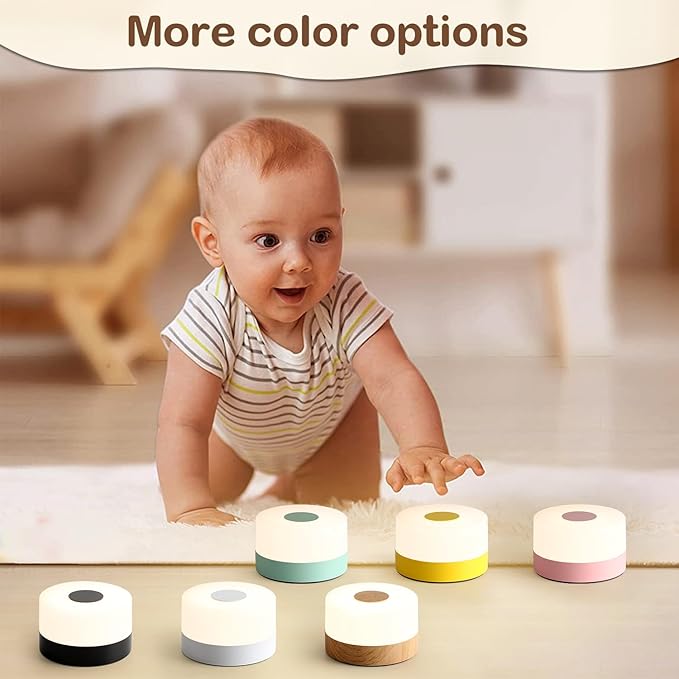 JUSHENG Nursery Night Light for Baby, Battery Powered LED Portable Light Dimmable Touch Night Light with 3CCT Function, Bedside Lamp for Breastfeeding, Newborn, Black, CG0025BK