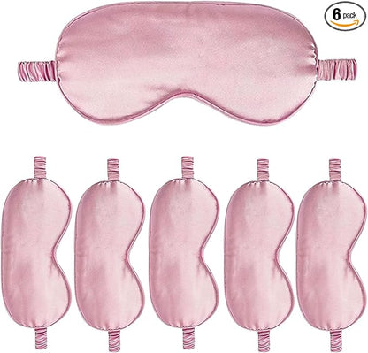 6PACK Silk Sleep Mask Satin Eye Masks Blackout Silky Eyeshade Cover Soft Blindfold Eyeshades for Women Sleeping Travel Gift
