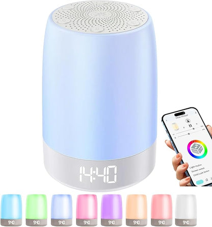 Sound Machine White Noise Machine with 32 Soothing Sounds, Bluetooth Speaker Alarm Clocks for Bedrooms with Wake up Light, Night Light for Kids, App Control Birthday Gifts for Teenage Girls Boys Women