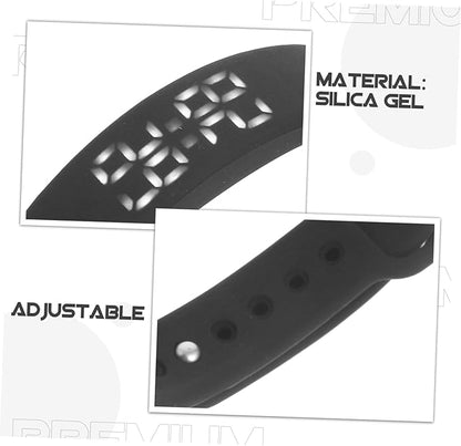 Wristband with Pedometer Sleep Black Ultra Thin Design Real Temperature Display LED Screen USB Rechargeable Fitness Tracker for Daily Activity