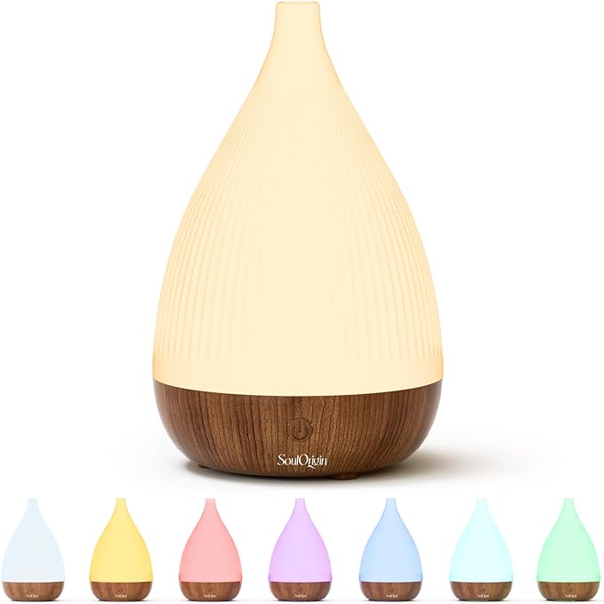 Ultrasonic Essential Oil Diffuser, Home Fragrance Aroma Diffuser with Auto Shut-Off, 8-Color Night Light & Ultra-Quiet Operation, BPA-Free Portable Aromatherapy Humidifier for Home (Dark)