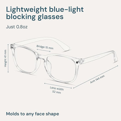 Blue Light Blocking Glasses - Fashion Square Eyeglasses, Anti UV Ray Computer Gaming Glasses Blue Blockers for Women/Men